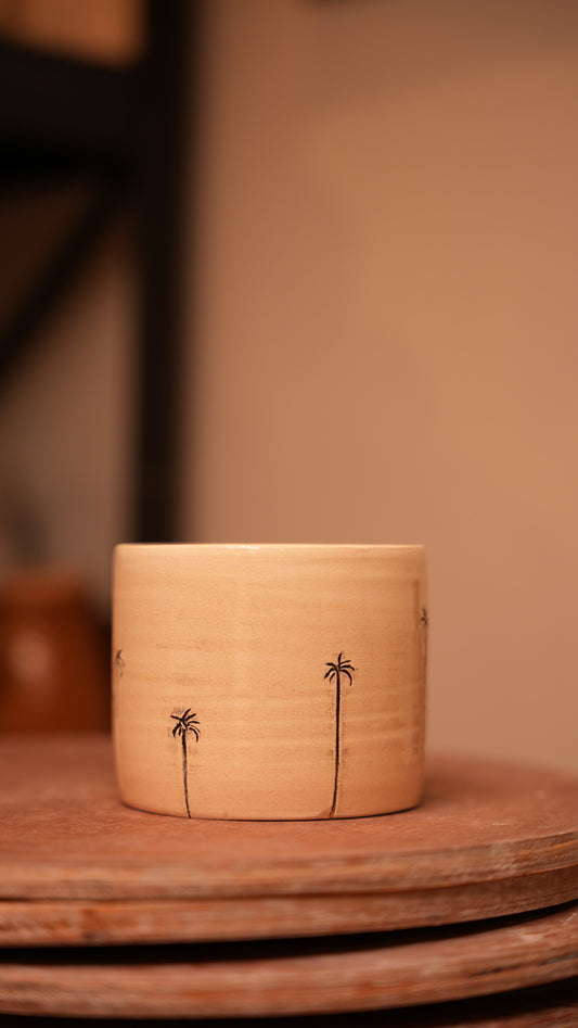 Large Hand-Carved Tea Cup - Palm Tree Design 300 ML